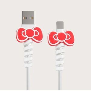Red Bow Shaped Phone Wire Cable Protectors (2pcs)
